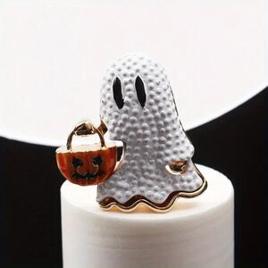 Simple Cartoon Personality Cute Halloween Ghost Brooch with Pumpkin Head